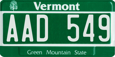 VT license plate AAD549