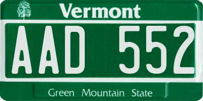 VT license plate AAD552