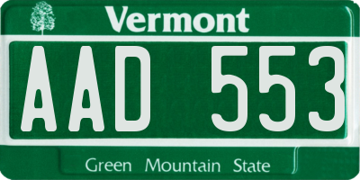 VT license plate AAD553