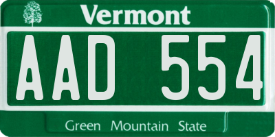 VT license plate AAD554