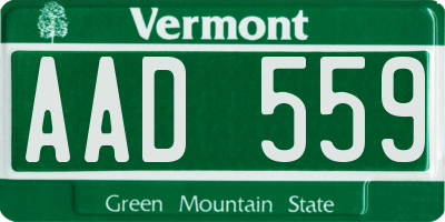 VT license plate AAD559