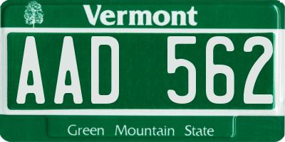 VT license plate AAD562