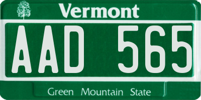 VT license plate AAD565