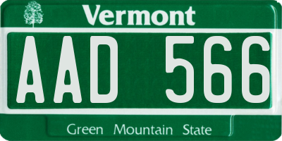 VT license plate AAD566