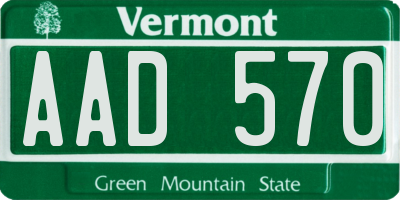 VT license plate AAD570