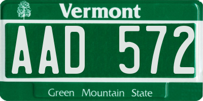 VT license plate AAD572