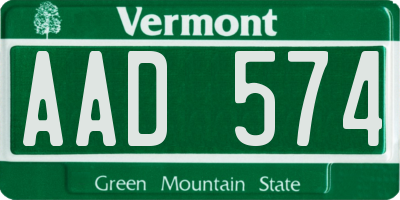 VT license plate AAD574