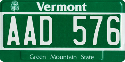 VT license plate AAD576