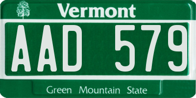 VT license plate AAD579