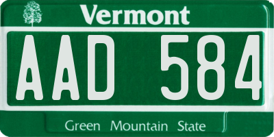 VT license plate AAD584