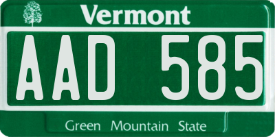 VT license plate AAD585