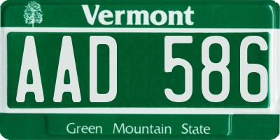 VT license plate AAD586