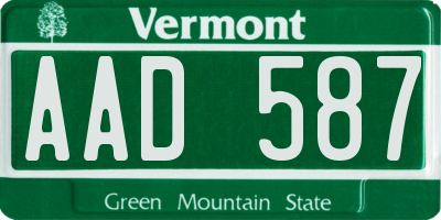 VT license plate AAD587