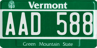 VT license plate AAD588