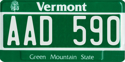 VT license plate AAD590