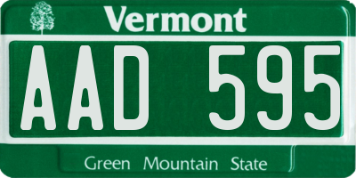 VT license plate AAD595