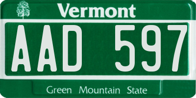 VT license plate AAD597