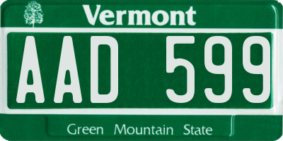 VT license plate AAD599