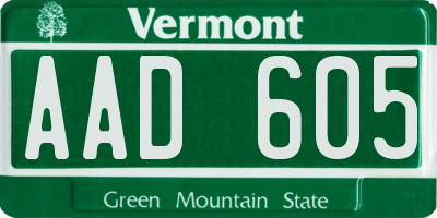 VT license plate AAD605