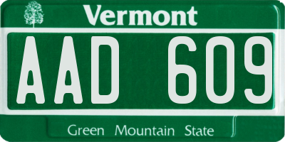 VT license plate AAD609