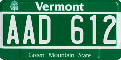 VT license plate AAD612