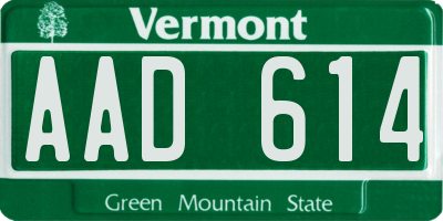 VT license plate AAD614