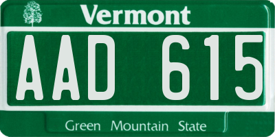 VT license plate AAD615