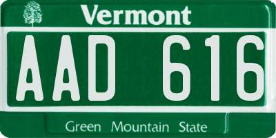 VT license plate AAD616