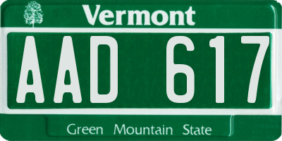 VT license plate AAD617