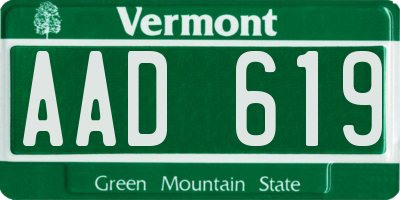 VT license plate AAD619
