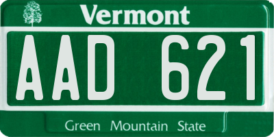 VT license plate AAD621