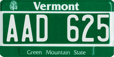 VT license plate AAD625