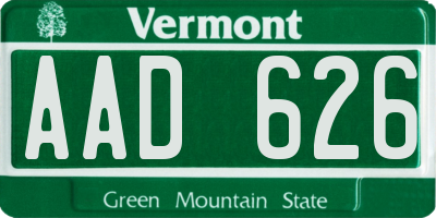 VT license plate AAD626