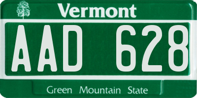 VT license plate AAD628