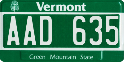 VT license plate AAD635