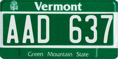 VT license plate AAD637