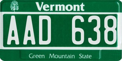 VT license plate AAD638