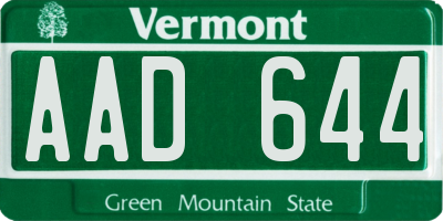 VT license plate AAD644