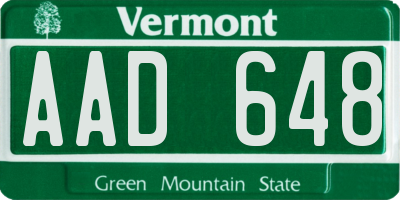 VT license plate AAD648