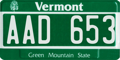 VT license plate AAD653