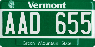 VT license plate AAD655