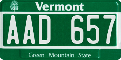 VT license plate AAD657