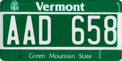 VT license plate AAD658
