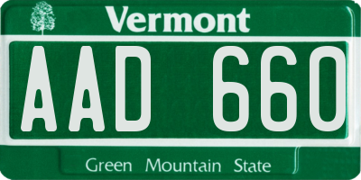 VT license plate AAD660