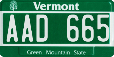 VT license plate AAD665