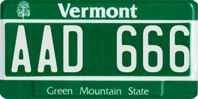 VT license plate AAD666