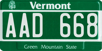 VT license plate AAD668