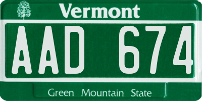 VT license plate AAD674