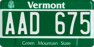 VT license plate AAD675