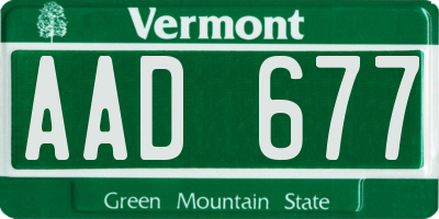 VT license plate AAD677